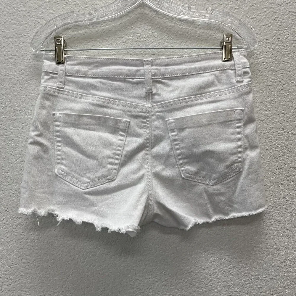Indigo Rein Womens Juniors Shorts 9 28 Mid Rise Cut Off Stretch Jeans White - Picture 3 of 6